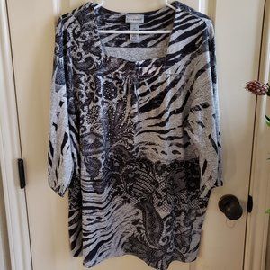 Catherine's Black and White Top  Size OX    14W/16W